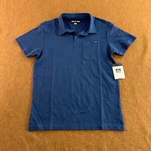 Reef Mens Small Blue Atwell Short Sleeve Knit Pocket Polo Shirt NWT